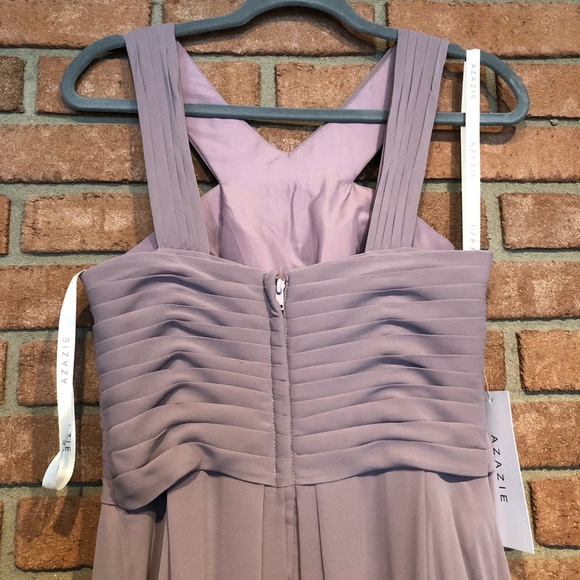 Floor-length A-line chiffon Azazie Kaleigh dress size 6 dusk - Picture 6 of 8